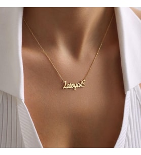 Kişiye Özel 925 Ayar Gümüş İsim Minimal Şirin Arı Kolye (Gold)