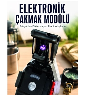 Şarjlı Çalışan El Feneri Elektronik Çakmak Emniyet Kemeri Kesici ve Tornavida Uçlu