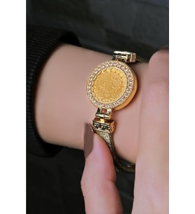 Kauçuklu Gold Simli Tuğralı Bileklik