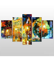 Şehir Yağlı Boya Kanvas Tablo 225x130cm (Karışık)