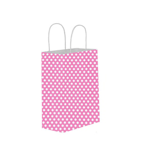 Kağıt Hediye Çantası Puantiyeli Battal Boy 31X41 CM (25 Adet)  Puantiyeli Pembe