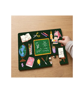 Okul Malzemeleri Tasarımlı 24 Parça Ahşap Çocuk Puzzle MPK0264