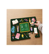 Okul Malzemeleri Tasarımlı 24 Parça Ahşap Çocuk Puzzle MPK0264