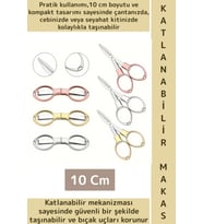 Özel Model Seyahat Kiti Okul Ofis Kamp Outdoor Kullanım Pratik Güvenli Katlanabilir Makas 10 Cm