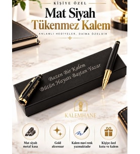 İsme Özel Mat Siyah Roller Kalem Hediyelik Kutulu