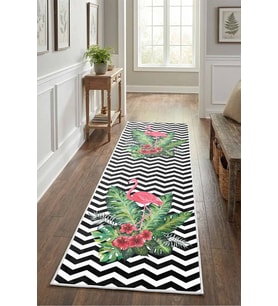 Zigzag Flamingo2 Göbek Yıkanabilir Yolluk