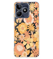 Realme C53 Uyumlu Çiçek Desenli Şeffaf Telefon Kılıfı