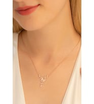 Vog -  Rose Altın Kaplama Zirkon Taşlı Kelebek Motifli Gümüş Kolye