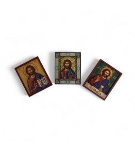 İkona 3'lü Magnet Kabartma İsa Mesih ve Kabartma Çerçeveli No 5