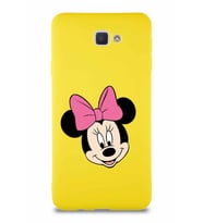 Samsung Galaxy J7 Prime 2 Soft Premier Kapak Minnie Mouse-C Tasarımlı Silikon Kılıf - Sarı (Şeffaf)