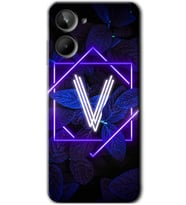 Realme 10 4G Kılıf HD Desen Baskılı Kılıf - Dark Neon Yaprak V Harfi