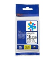 Brother TZE-241 Beyaz Lamine Muadil Etiket 18mm (Beyaz-Siyah)