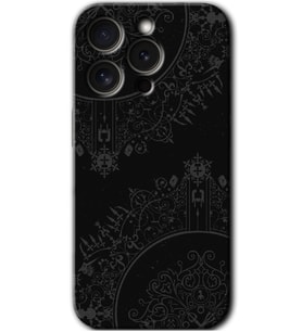 İphone 15 Pro Kılıf HD Desen Baskılı Kılıf - Siyah Mandala