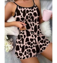 Amora Secret Leopar Desenli Askılı Şortlu Pijama Takımı