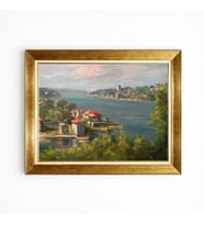 Tablore Altın Çerçeveli İstanbul Boğazı Ve Yalılar Manzaralı Duvar Tablosu