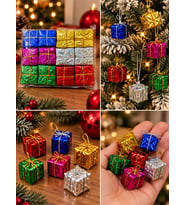 24 Adet 3 cm Yılbaşı Ağacı Süsü Mini Hediye Paketi Süsleri Renkli Noel Ağacı Dekoru