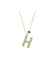 Gümüş Nazar Gold H Harfi Kadın Kolye CSR2184332