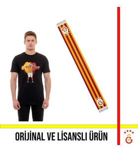 Galatasaray Lisanslı Icardi T-Shirt ve Çubuklu Şal Atkı (Siyah)