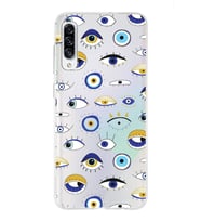 PrintiFy Samsung Galaxy A30s ile Uyumlu 1mm Slim Fit Nazar Boncuğu 2 Baskılı Şeffaf  Kılıf