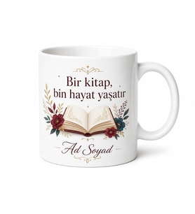Kitap Sever İçin Kişiye Özel İsimli Baskılı Kupa Bardak Okuma Keyfi Hediyesi