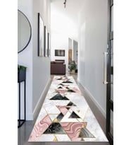 Pembe Gold Kaymaz Geometrik Özel Ölçü Rulo Yolluk AR451
