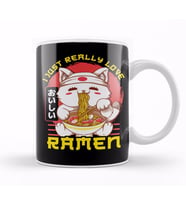 Cute & Funny I Just Really Love Ramen Anime Cat Kupa Bardak Porselen