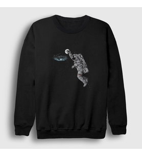 Presmono Unisex Siyah Basketball Astronaut Space Astronot Uzay Sweatshirt 282231tt