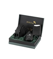Polo Air Mıknatıslı Otomatik Mekanizmalı Cüzdan Örgü Esnek Kemer Parfüm Erkek Kombin Siyah Renk PM-07-S