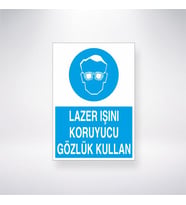 Lazer Işını Koruyucu Gözlük Kullan 21x35 Arkası Yapışkanlı Levha