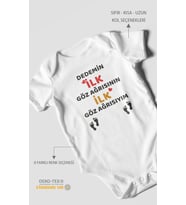 Dedemin İlk Göz Ağrısıyım Baskılı Bebek Zıbını – Çıtçıtlı Body  %100 Pamuk Kısa Kol (Beyaz)