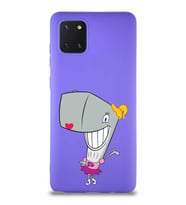 Samsung Galaxy A81 Soft Premier Kapak Pearl Yengeç Tasarımlı Silikon Kılıf - Mor (Şeffaf)