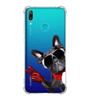 PrintiFy Huawei Y7 2019 Uyumlu Köpek 2 Baskılı Şeffaf Köşe Korumalı Antişok Kılıf