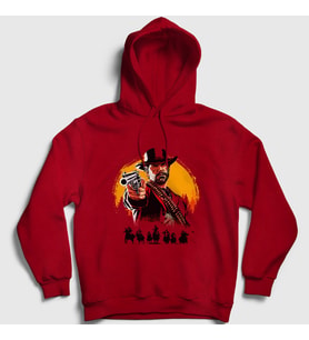 Presmono Unisex Kırmızı Cover Oyun Red Dead Redemption Kapüşonlu Sweatshirt 507627tt