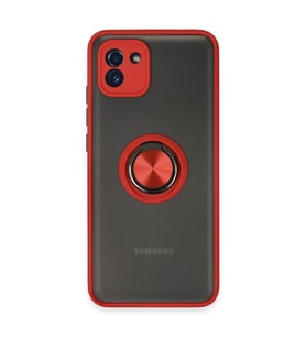 Samsung Galaxy A03 Kılıf Montreal Yüzüklü Silikon Kapak - Kırmızı