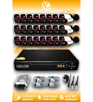 ELITCAM 24 Kameralı Panda 24 Dış Kamera Set HDD'siz Full HD Gece Görüşlü Güvenlik Kamerası Sistemi