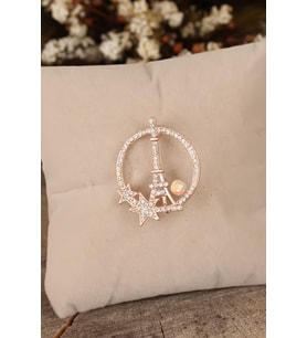 Zirkon Taşlı Paris Kulesi Figürlü Broş