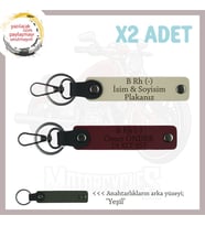 Hız Tutkunlarına Özel, İsim Plaka ve B Rh (-) Kan Grubu Yazılı Deri x2 Anahtarlık, S Kahve-Bordo-Ysl (Çok Renkli)