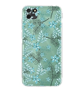 PrintiFy Huawei Y5P Uyumlu Kamera Korumalı Floral Su Yeşili Tasarımlı Şeffaf Silikon Kılıf