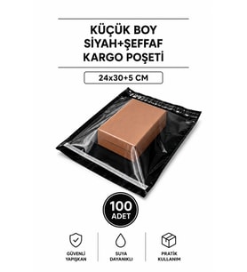 Northcity Küçük Boy Siyah Şeffaf Kargo Poşeti 24x30+5 Cm 100 Adet – E-Ticaret Paketleme