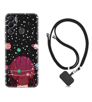 Tecno Pova Neo Kılıf Resimli Boyun Askılı İpli Desenli Silikon Space Woman 1311