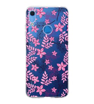 Huawei Y6s 2019 Uyumlu Kapak Floral Pembe Tasarımlı Şeffaf Silikon Kılıf