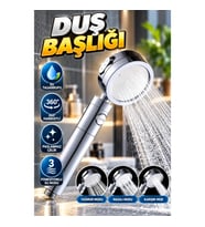 Paslanmaz Çelik 3 Fonksiyonlu El Duş Başlığı Su Tasarruflu 360° Hareketli