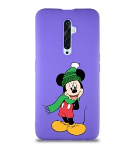 Oppo Reno 2Z Soft Premier Kapak Mickey Mouse-G Tasarımlı Silikon Kılıf - Mor (Şeffaf)