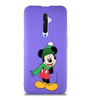 Oppo Reno 2Z Soft Premier Kapak Mickey Mouse-G Tasarımlı Silikon Kılıf - Mor (Şeffaf)