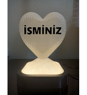 Kişiye Özel Hediyelik Isimli Kalp Figürlü Dekoratif Led Lamba - Adaptörlü (Günışığı)