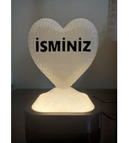 Kişiye Özel Hediyelik Isimli Kalp Figürlü Dekoratif Led Lamba - Adaptörlü (Günışığı)