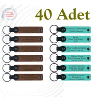 A Kahve & Turkuaz, Firma Açılışlarına Özel Hediye, 40’lı Set, İsimli Anlamlı Deri Anahtarlık