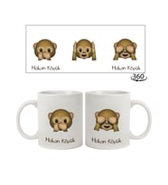 İsme Özel Üç Maymun Emojili Kupa Bardak (Beyaz)