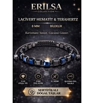 Sertifikalı Lacivert Hematit Terahertz Bileklik - 8 MM Doğal Taş Unisex Ayarlanabilir (Çok Renkli)