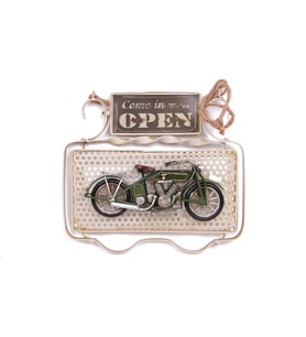 Dekoratif Metal Kapı Yazısı Motosiklet Dekorlu Vintage Hediyelik